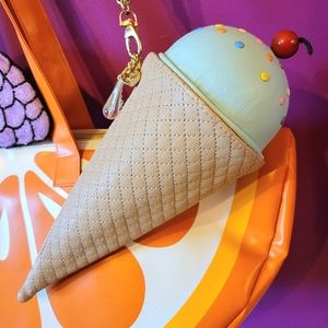 Betsey Johnson Mint Blue Ice Cream Cone Wristlet Purse